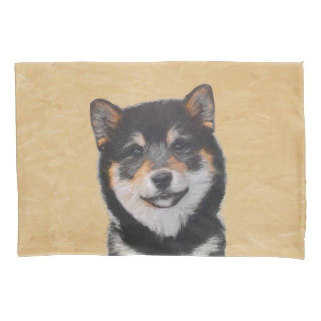 Pintura de Shiba Inu (Preto e Latão) - Arte Canina (Frente)
