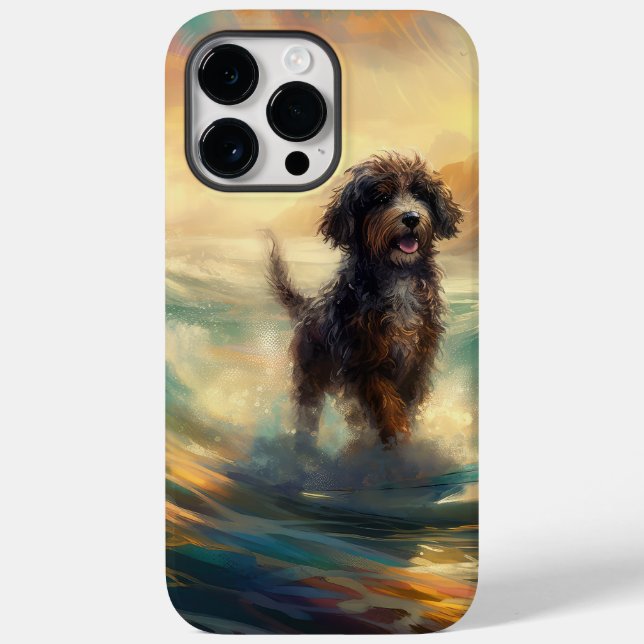Pintura de Surf na Praia do Bernedoodle (Verso)