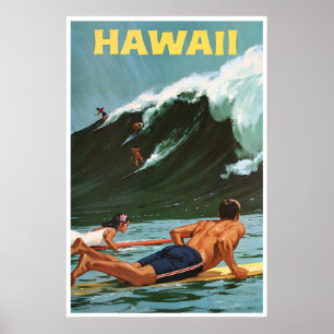 Pintura de Surf no Havaí Impressão de Arte Havaian
