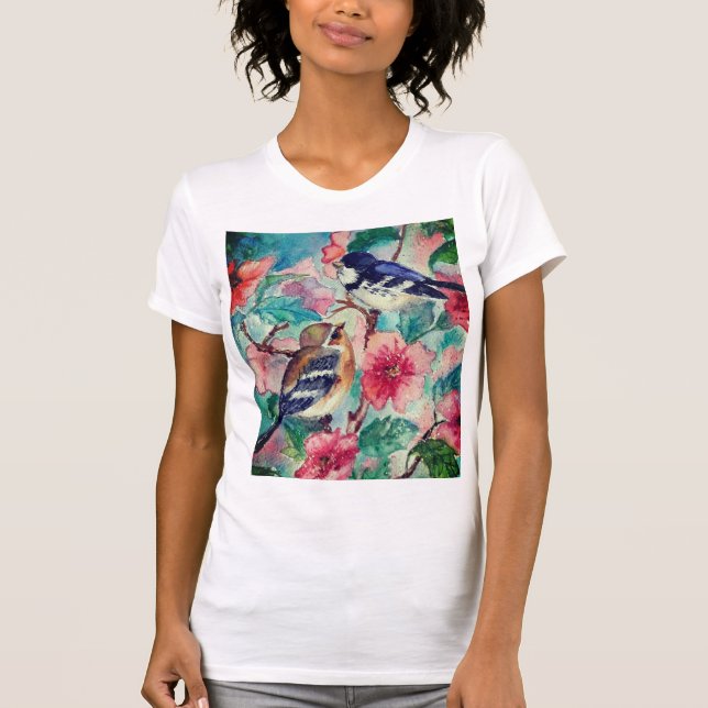 Pintura de T-Shirt com Belas Aves (Frente)