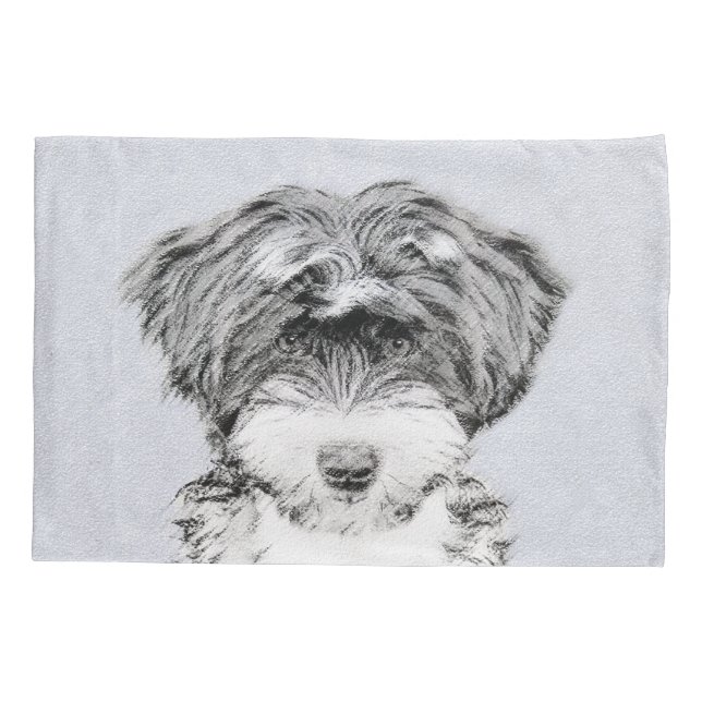 Pintura de Terrier Tibetano - Arte de cão original (Verso)