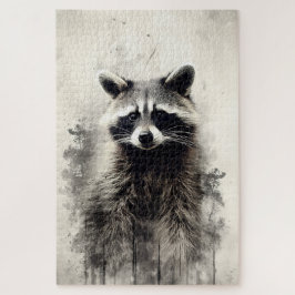 Pintura de tinta de um quebra-cabeça raccoon