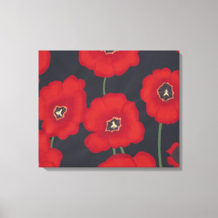 Pintura de tulipas vermelhas em canvas pretas