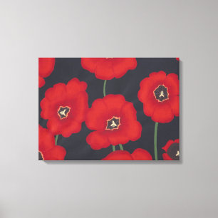 Pintura de tulipas vermelhas em canvas pretas
