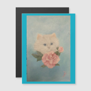 Pintura de um Cartão Magnético White Kitten