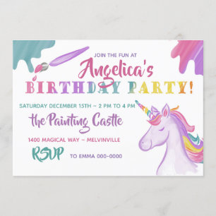 Pintura do arco-íris e convite do unicórnio