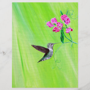 Pintura do colibri e das ervilhas doces