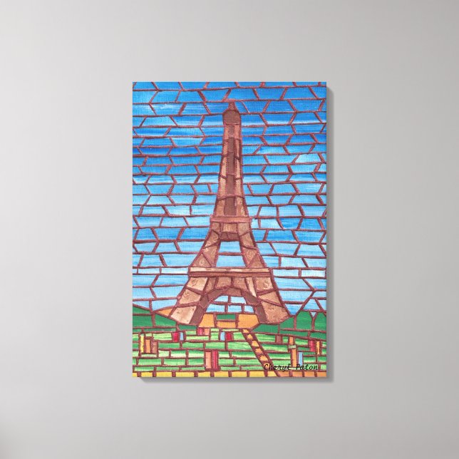 Pintura do Mosaico da Canvas da Torre Eiffel (Frente)
