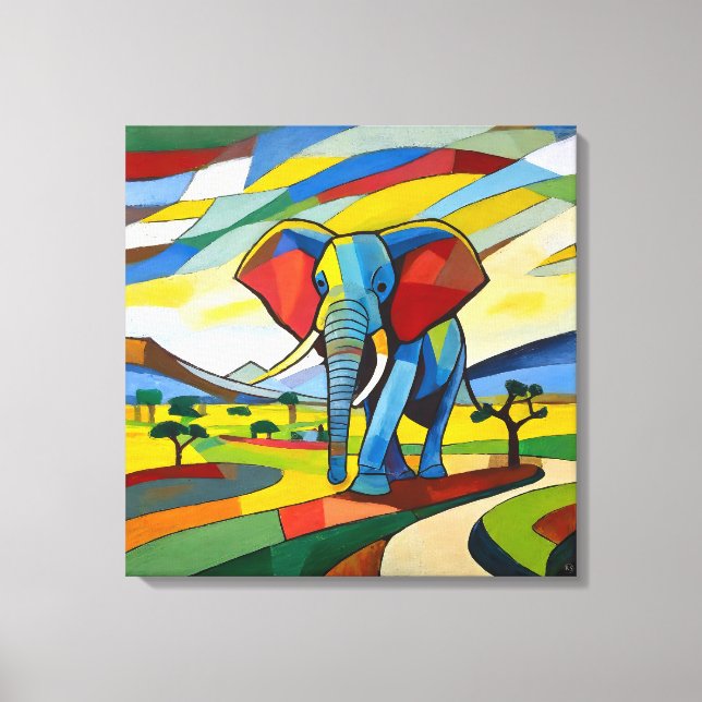 Pintura Elefante - Impressão de Arte Canvas (Frente)