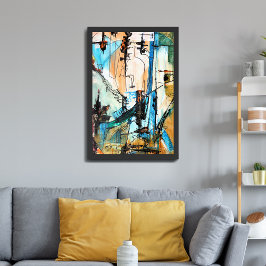 Pintura em acrílico original embrulhada na Canvas