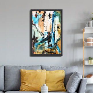 Pintura em acrílico original embrulhada na Canvas