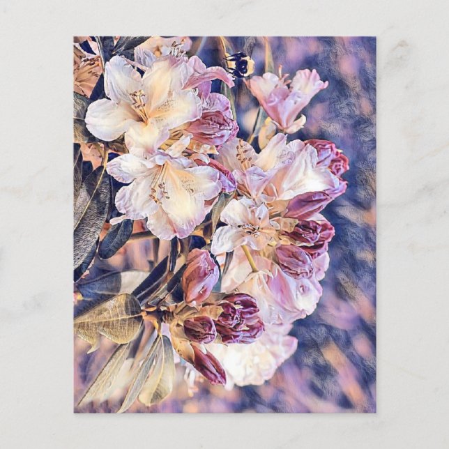 Pintura em aquarela com flor de azeea roxa (Frente)