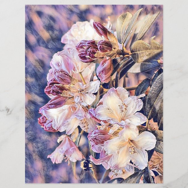 Pintura em aquarela com flor de azeea roxa (Frente)