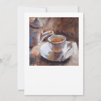 pintura em aquarela de cartão de nota de xícara de