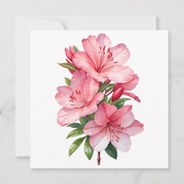 pintura em aquarela de flor de azálea (Frente)