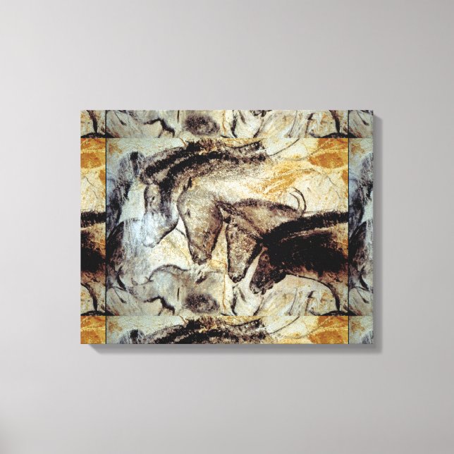 Pintura em Caverna Lascaux de Cavalos na Canvas (Frente)