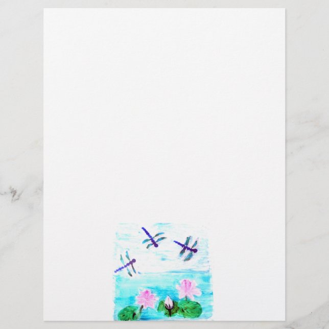 Pintura em Lixa Aquática Rosa com Dragonfly (Frente)