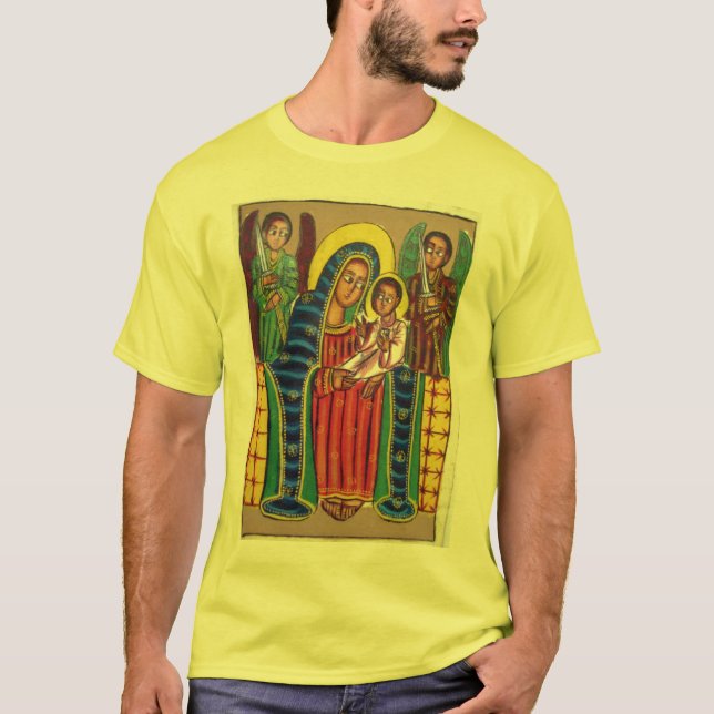 Pintura etíope da igreja - t-shirt preto de Maryam (Frente)