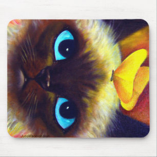 Pintura felino do gato Siamese - Mousepad