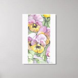 Pintura floral a aquarela na canvas 24"x36"