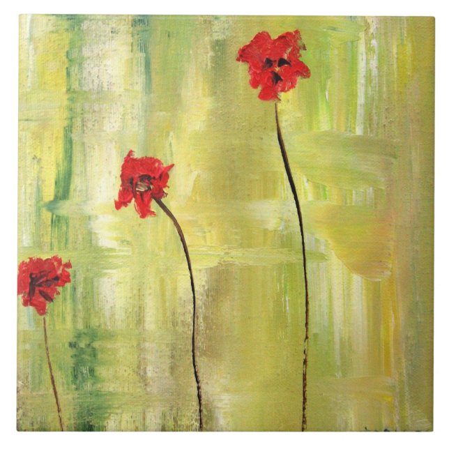 Pintura floral bonita das anêmonas no azulejo (Frente)