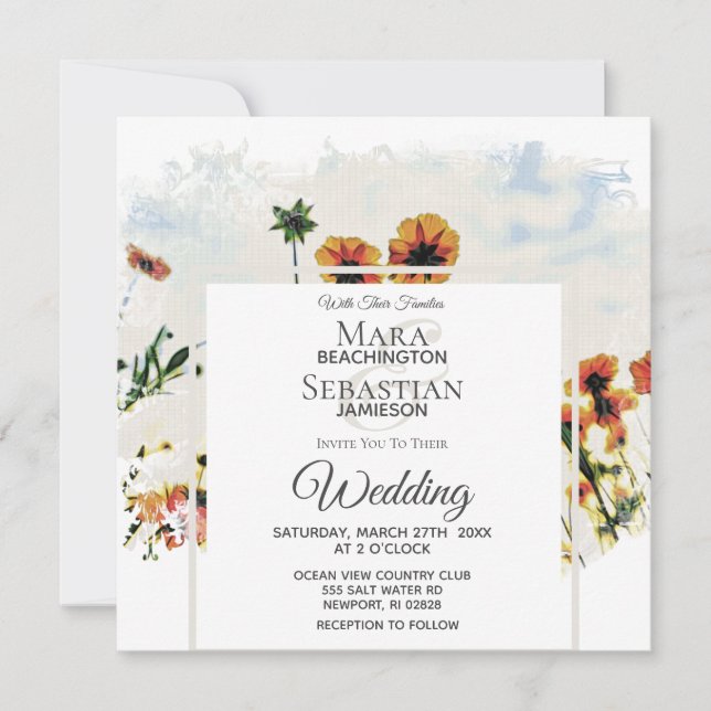 *~* Pintura Floral de Campo de Papoila AR9 Convite (Frente)