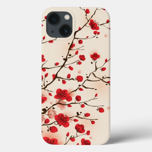 Pintura no estilo oriental, flor de ameixa na prim (Verso)