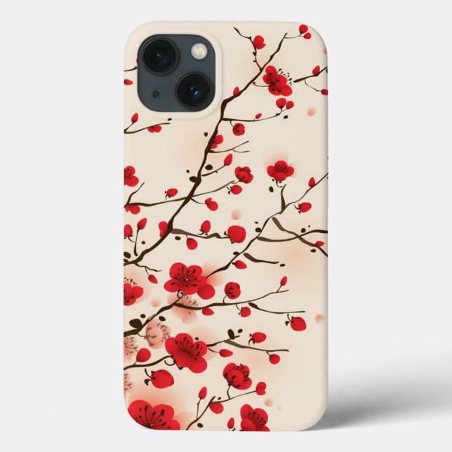 Pintura no estilo oriental, flor de ameixa na prim (Verso)