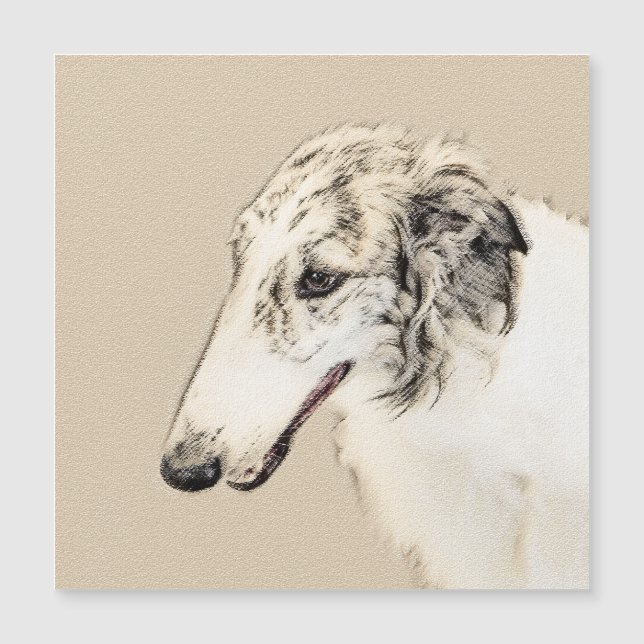 Pintura Original de Cachorro Borzoi (Silver Brindl (Frente)