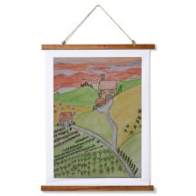 Pintura original em aquarela da TOSCANA em tela
