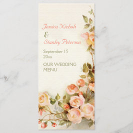 Pintura romântica da Vintage do menu de casamento