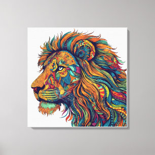 Pintura tribal Colorida em Parede de Canvas