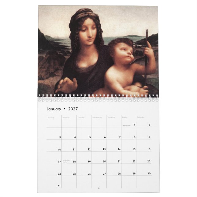 Pinturas pelo calendário de Leonardo da Vinci (Jan 2027)