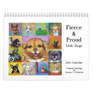 Pinturas pequenas da arte do calendário do cão