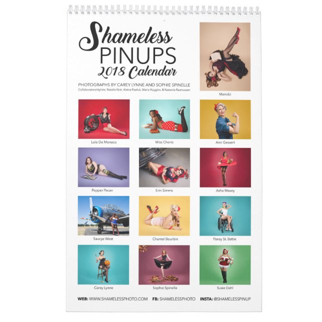 Pinups desavergonhados: Calendário 2018 (Verso)