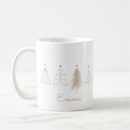 Pinus de inverno, cor-de-rosa, caneca de Natal