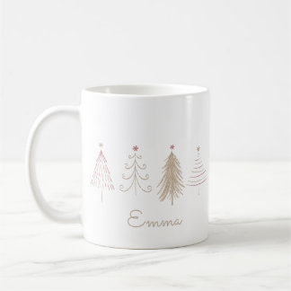 Pinus de inverno, cor-de-rosa, caneca de Natal