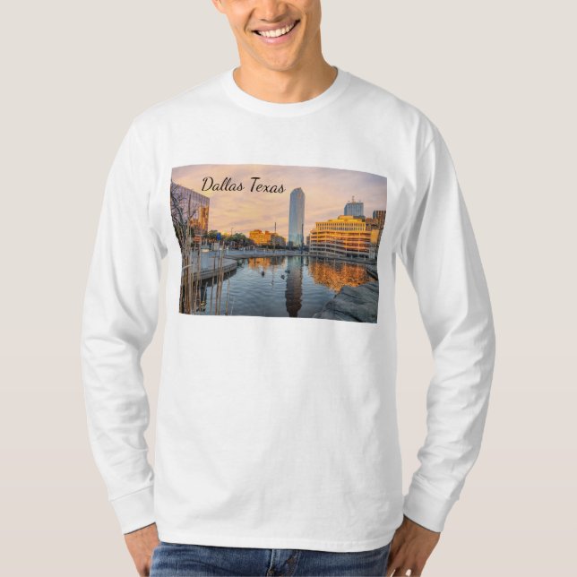 Pioneer Plaza Pond Morning Camisa de Capa Longa do (Frente)