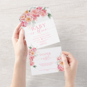 Piper Peony Floral Chá de fraldas Baby In Bloom