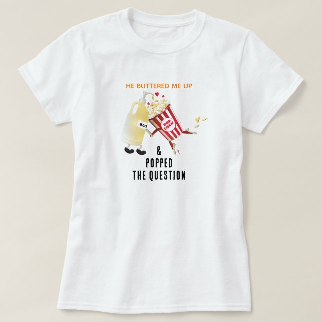 Pipoca de Proposta de Namoro Camiseta (Frente do Design)