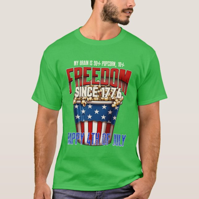 Pipoca Engraçada Camisa vintage do 4 de Julho (Frente)