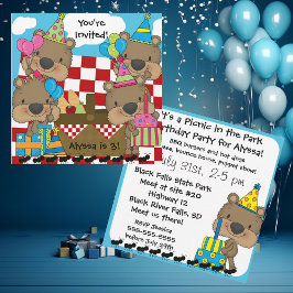 Piquenique com o Convite de Aniversário do Teddy B