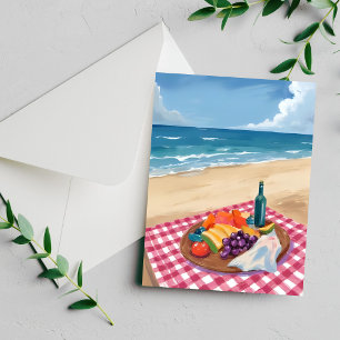 Piquenique na Praia Cartão de Pintura da Costa d