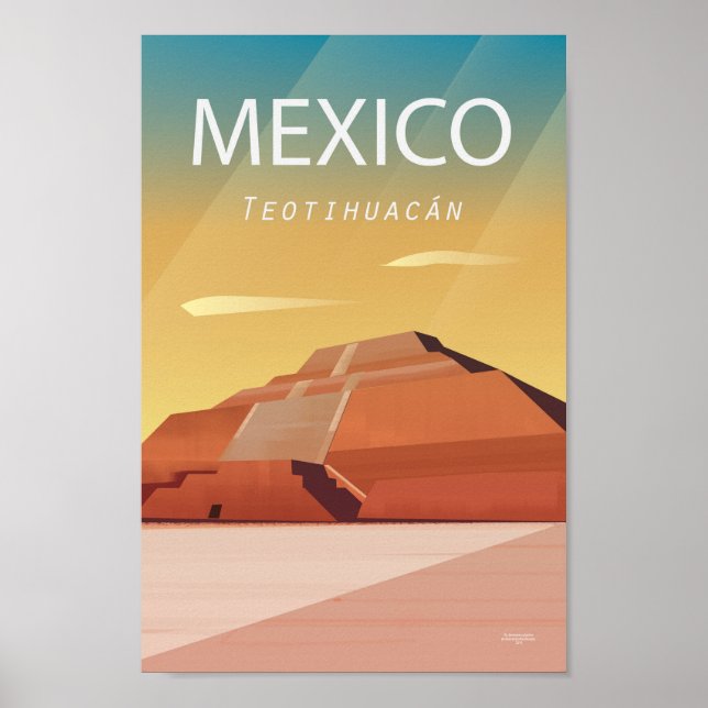 Pirâmide Teotihuacan do poster de viagens México (Frente)