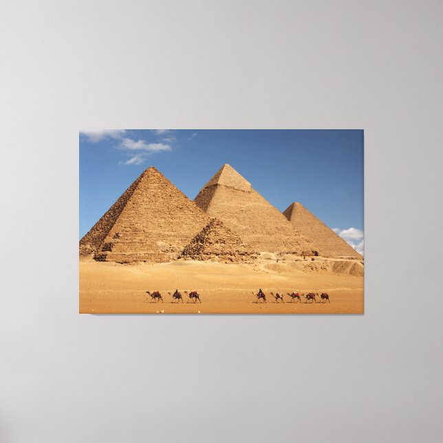 Pirâmides Da Arte Canvas De Giza E Camelos (Frente)