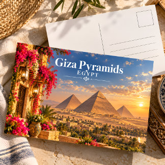 Pirâmides de Gizé Cartão Postal Viagem Pôr do Sol
