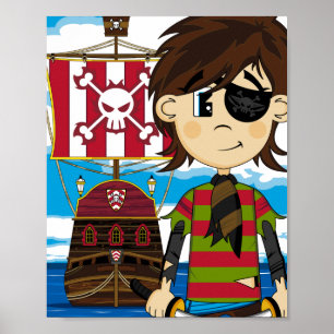 Pirata bonito do Eyepatch e impressão do poster d