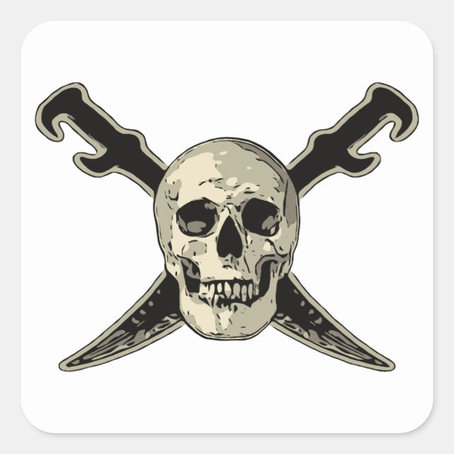 Pirata (Caveira) - Autocolantes quadrados,  brilh (Frente)