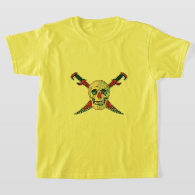 Pirata (Caveira) - Camisa T Básica Para Crianças (Postura )