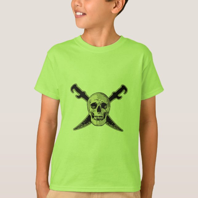 Pirata (Caveira) - Camisa T Básica Para Crianças (Frente)